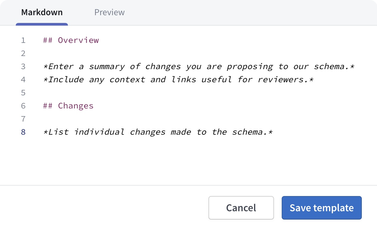 Creating a description template for schema proposals in GraphOS Studio